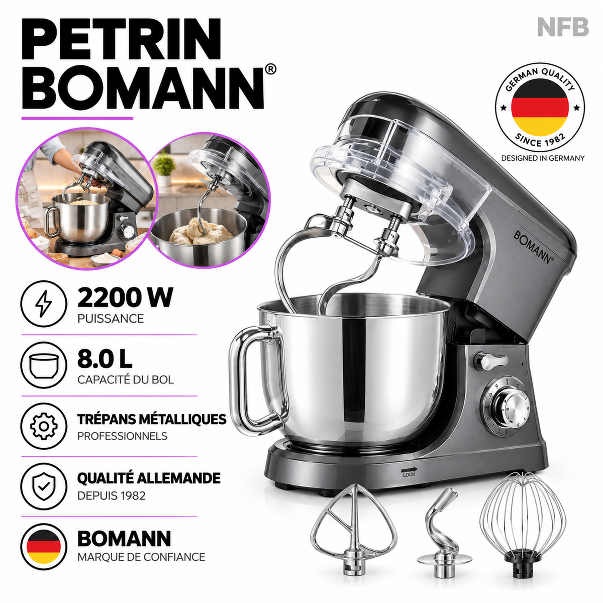 Bomann NFB – Petrin - Puissance 2200 W (Capacité 8 L)