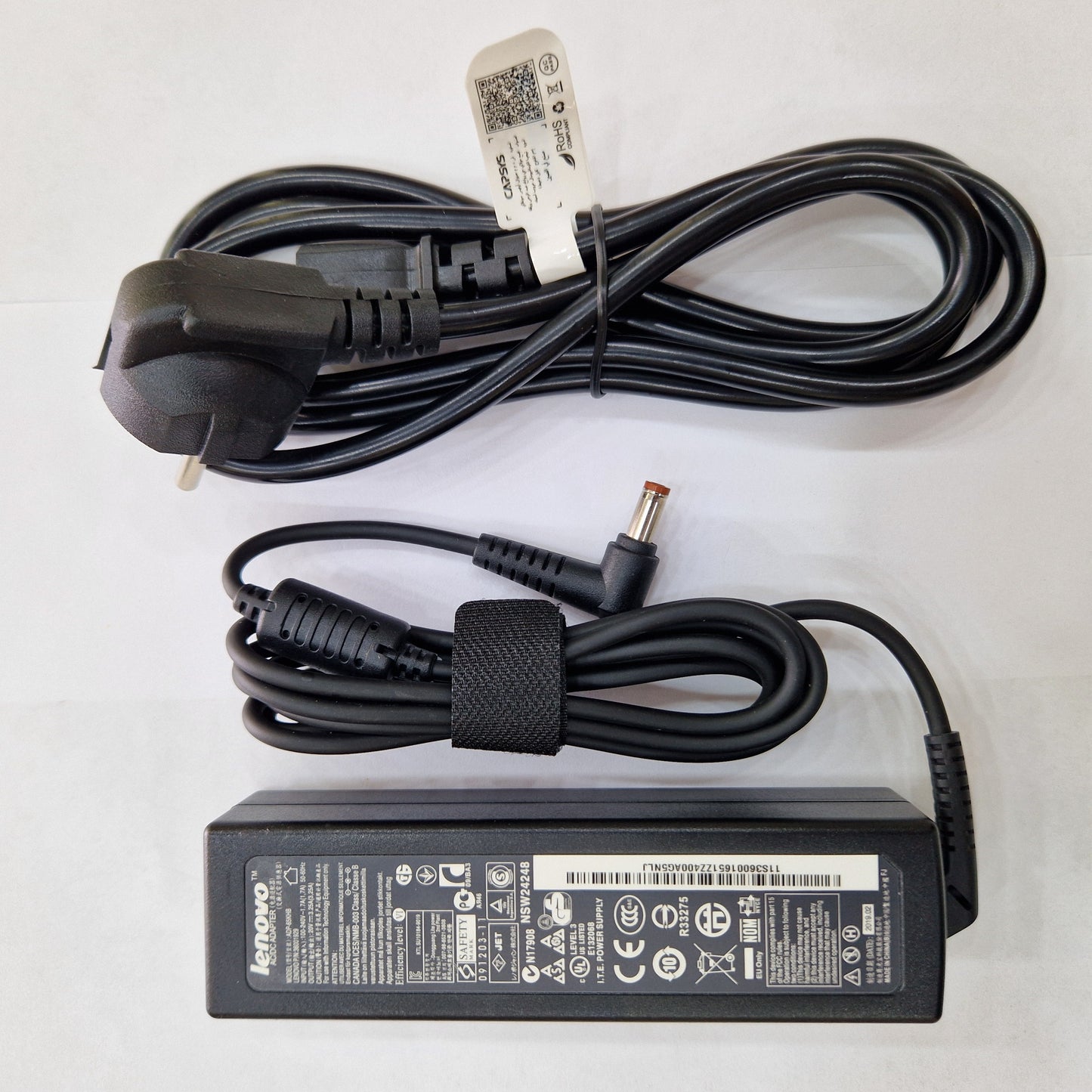 Chargeur Laptop Lenovo Original 60W 20V 2.25A – Fiche Marron avec Câble Trèfle État Neuf