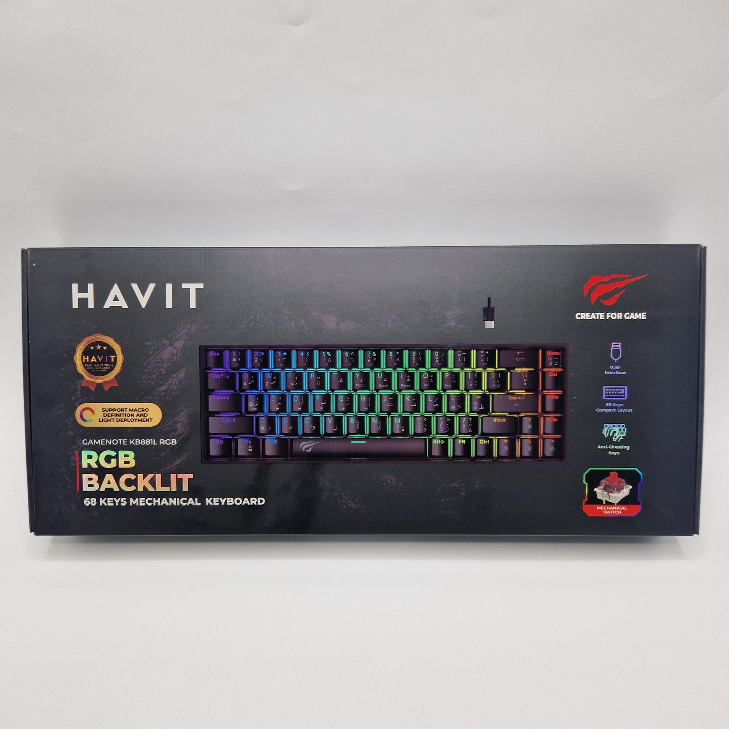 Clavier Gaming Mécanique Compact HAVIT – 68 Touches RGB Backlit