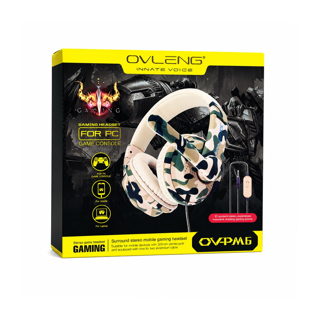 Casque Gamer OVLENG OV-PM6 Camouflage - Son Stéréo 3D Surround & Micro