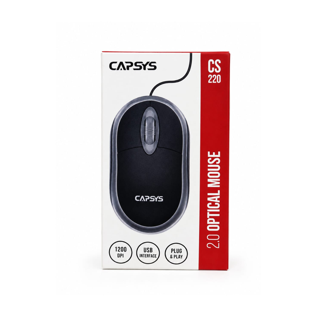 Souris Optique Filaire CAPSYS CS 220 - USB 2.0 (1200 DPI)