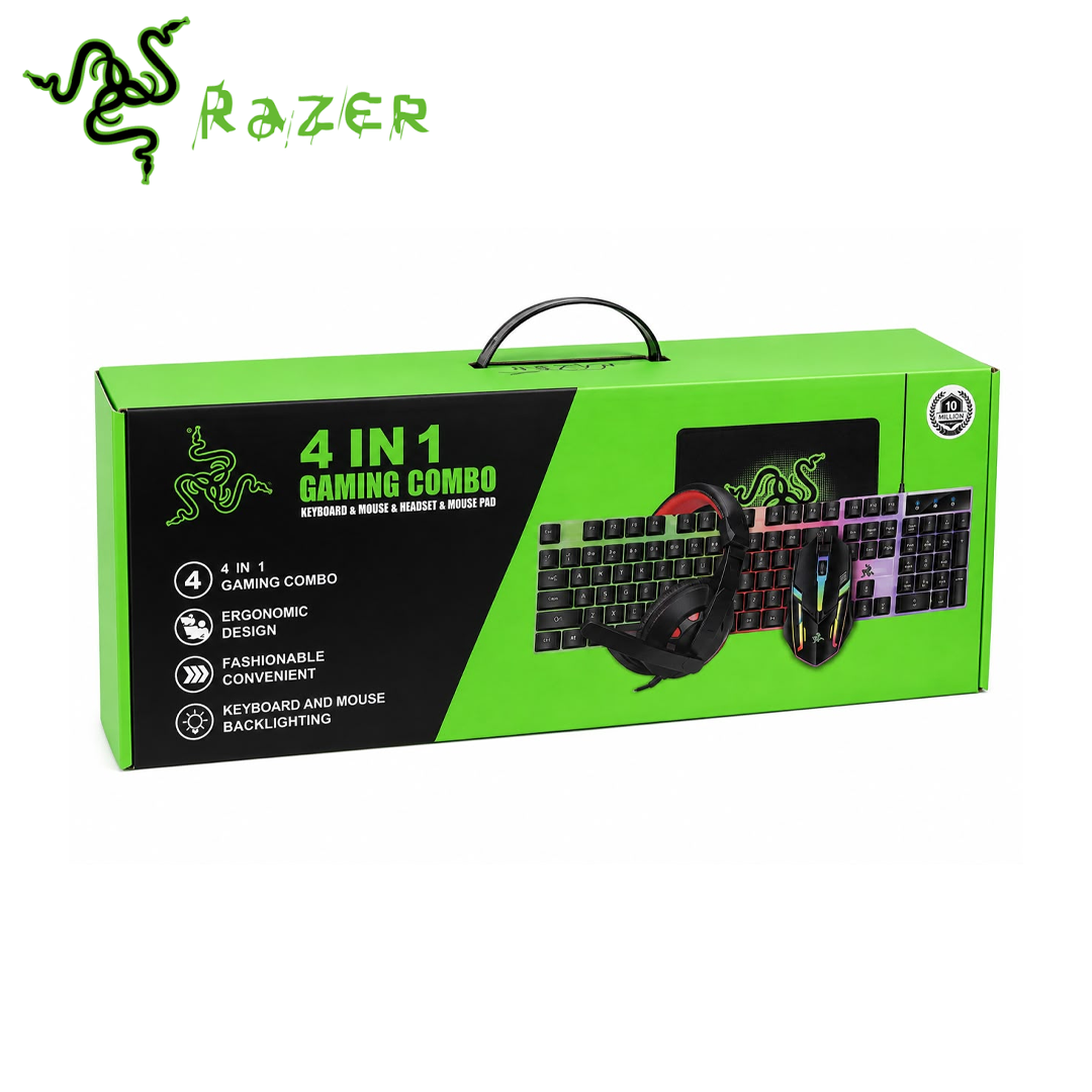 Pack Gaming 4 en 1 TF-240 - Clavier Rétroéclairé, Souris RGB, Casque & Tapis