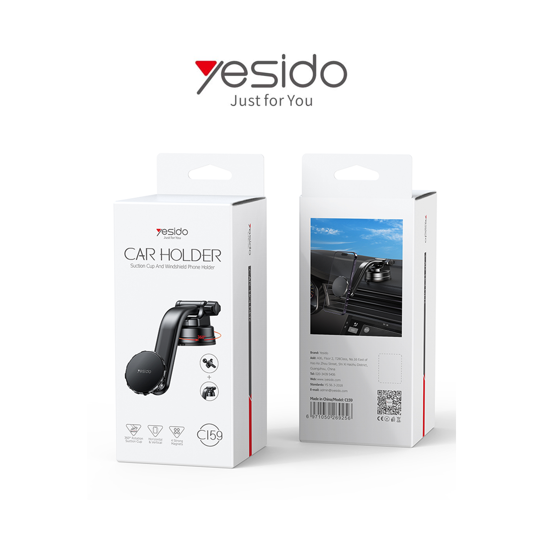 Support Téléphone Voiture Magnétique 2-en-1 (Ventouse & Grille) - YESIDO C159