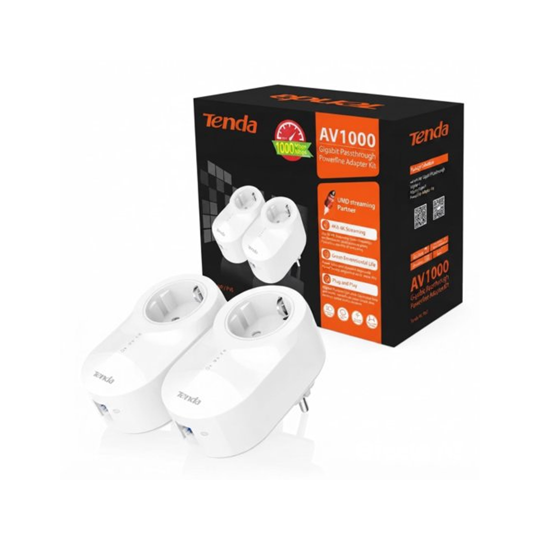Kit CPL Gigabit AV1000 avec Prise Pass-Through TENDA PH6
