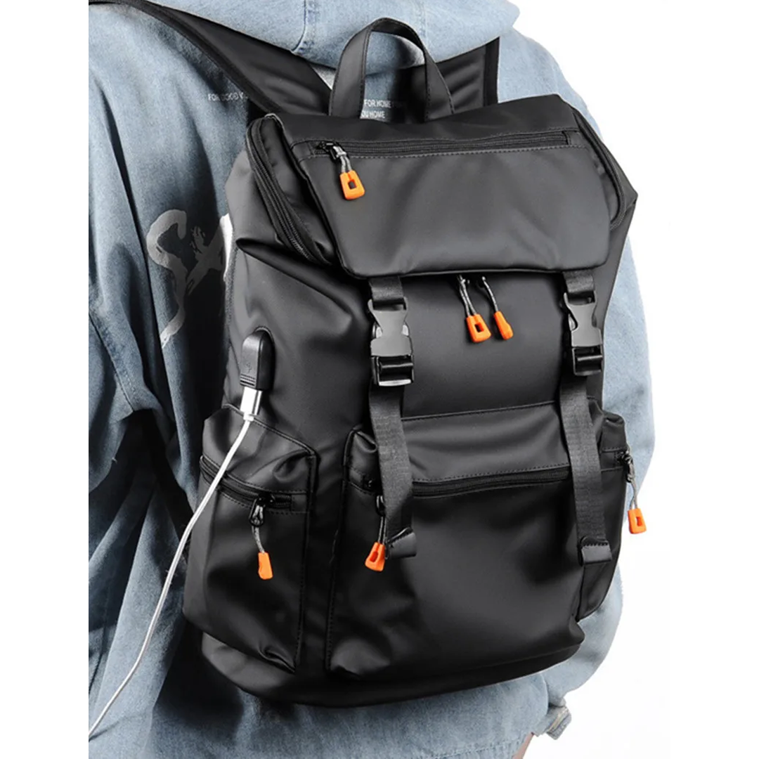 Sac a Dos Noir Multipoches avec Port USB Intégré - B1862