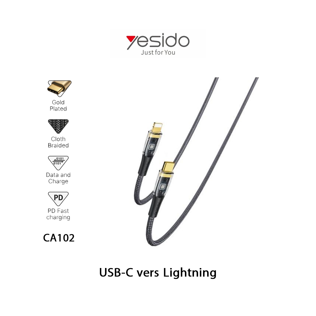 Cable Yesido CA102 USB-C vers Lightning - 200cm