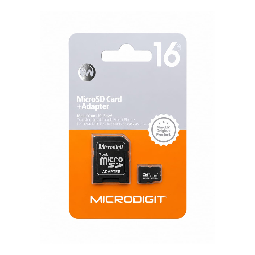 Carte Mémoire Micro SD MICRODIGIT 16GB + Adaptateur