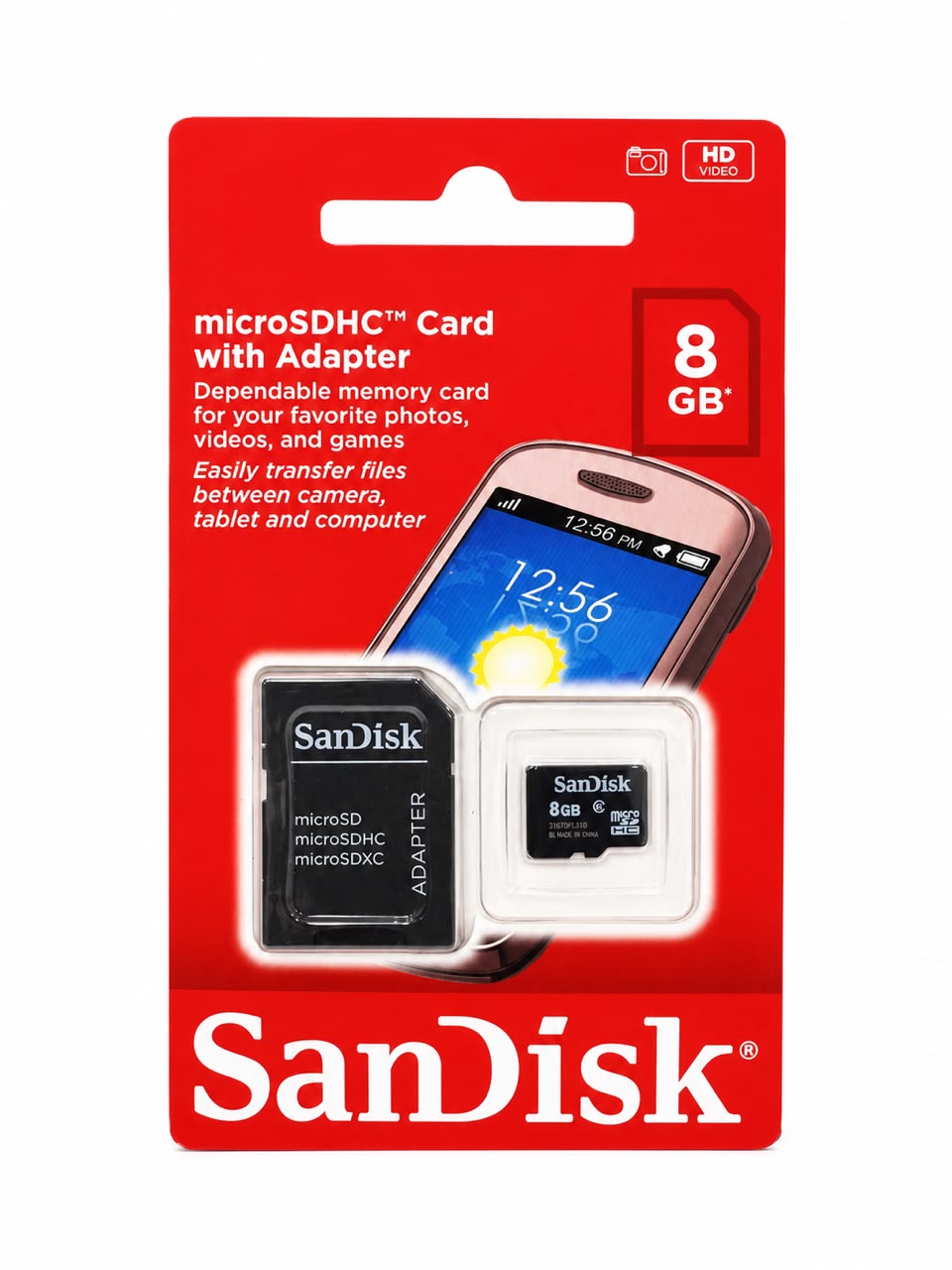 Carte mémoire microSDHC SanDisk 8 Go avec Adaptateur SD