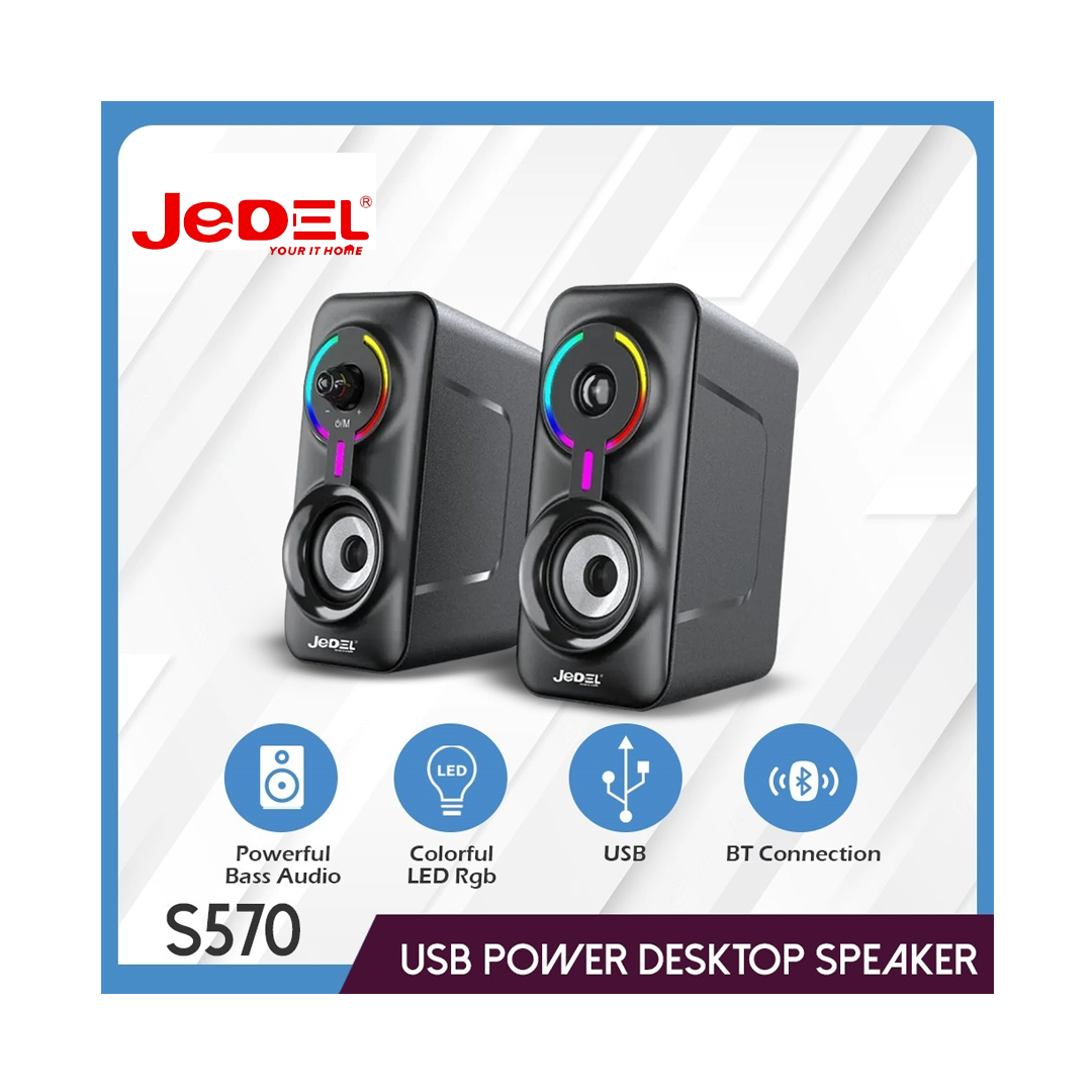 Enceintes PC 2.1 JEDEL S-570 avec Bluetooth et LED RGB