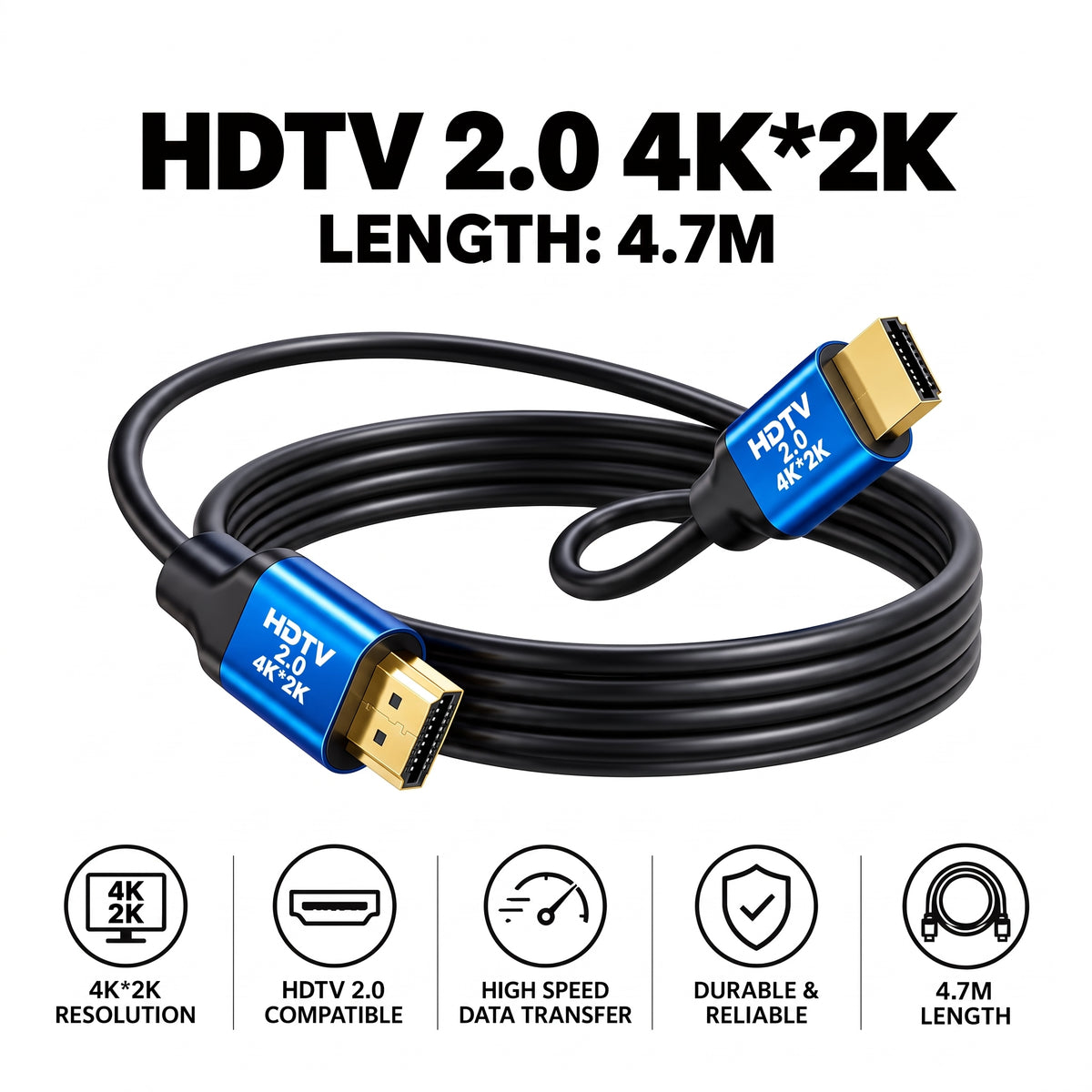 Cable HDMI 2.0 4.7m – 4K*2K Ultra HD