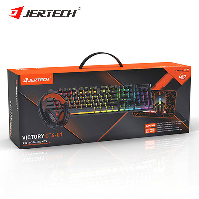 JERTECH CT4-01 – Pack Gaming 4 en 1 (Clavier, Souris, Casque et Tapis de souris)