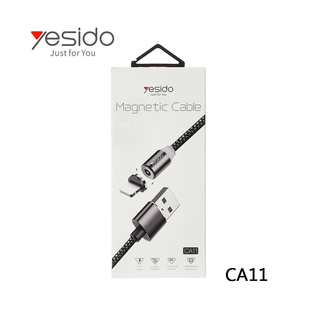 Câble Magnétique 3-en-1 Fast Charge 2.4A - Yesido CA11 (1m) - Noir