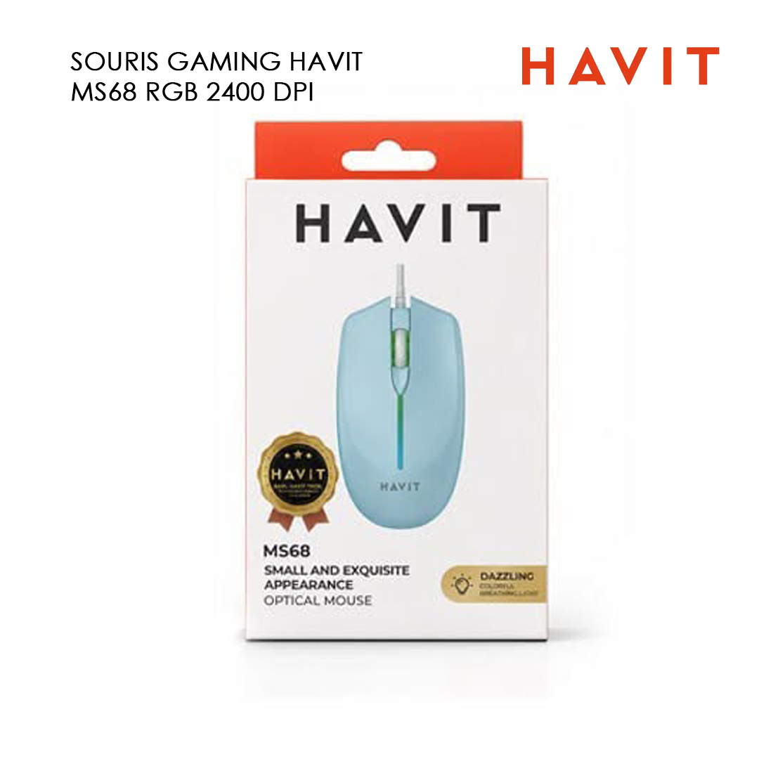 SOURIS GAMING HAVIT MS68 RGB 2400 DPI
