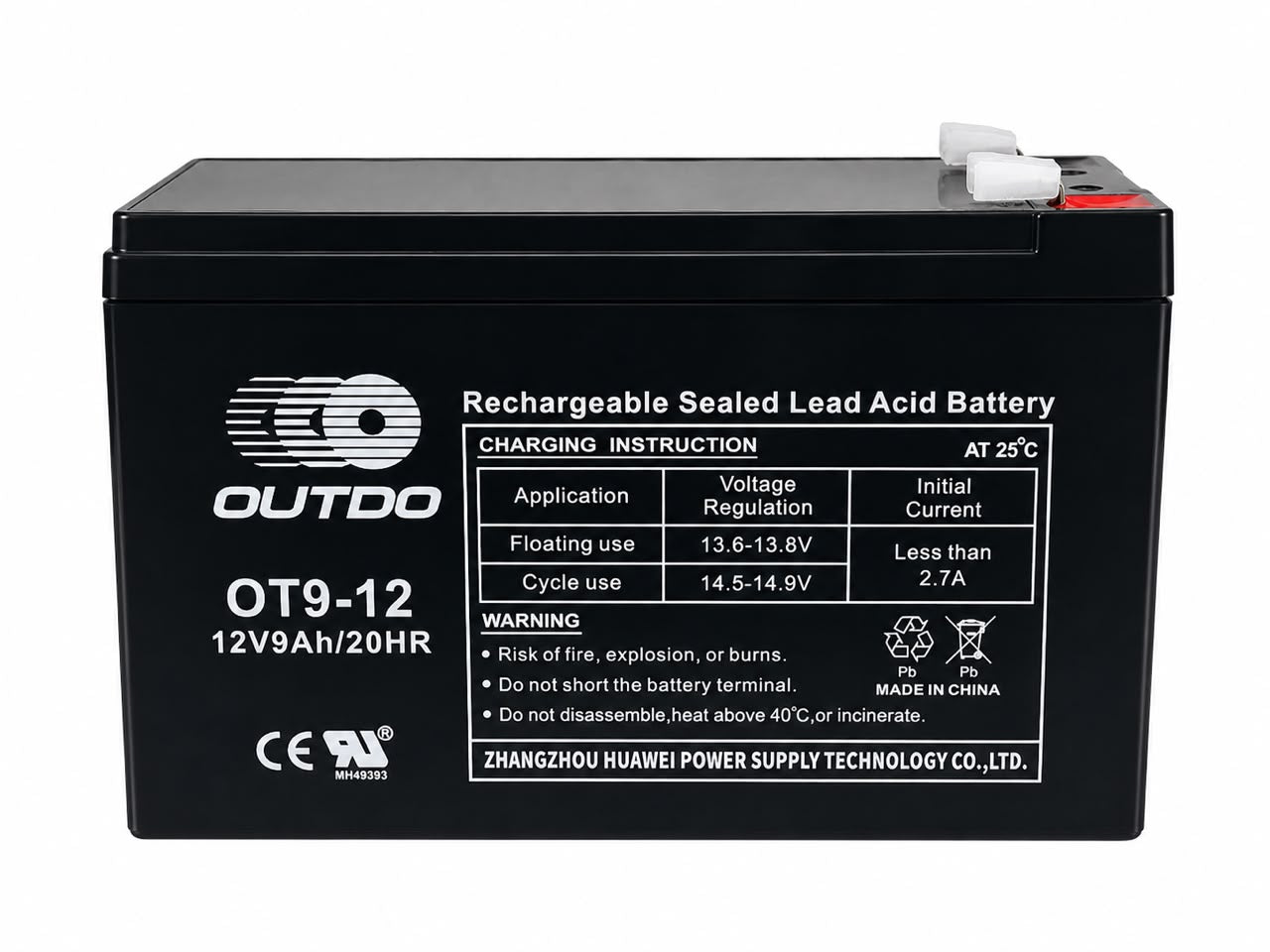 Batterie Plomb Étanche Rechargeable OUTDO OT9-12 (12V 9Ah) pour Onduleur / UPS