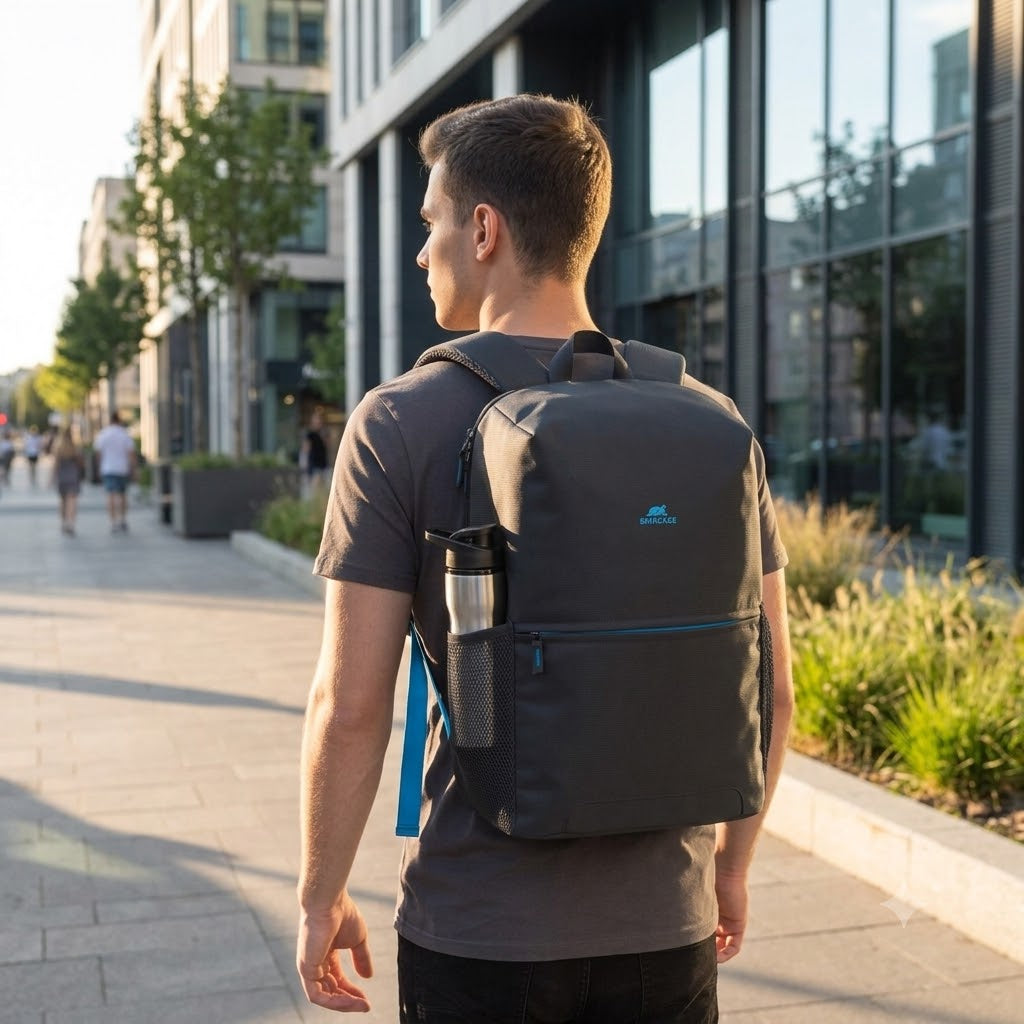 Sac a Dos PC Portable 15.6" RIVACASE 8068 Noir + Gourde Sport Offerte