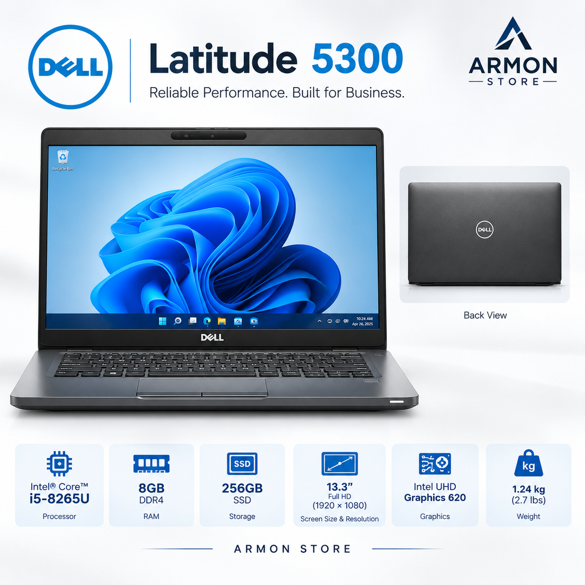 Dell Latitude 5300 – Intel® Core™ i5-8265U - RAM 8GB/16GB - SSD 256GB/512GB - Écran 13.3″ - Occasion Garantie