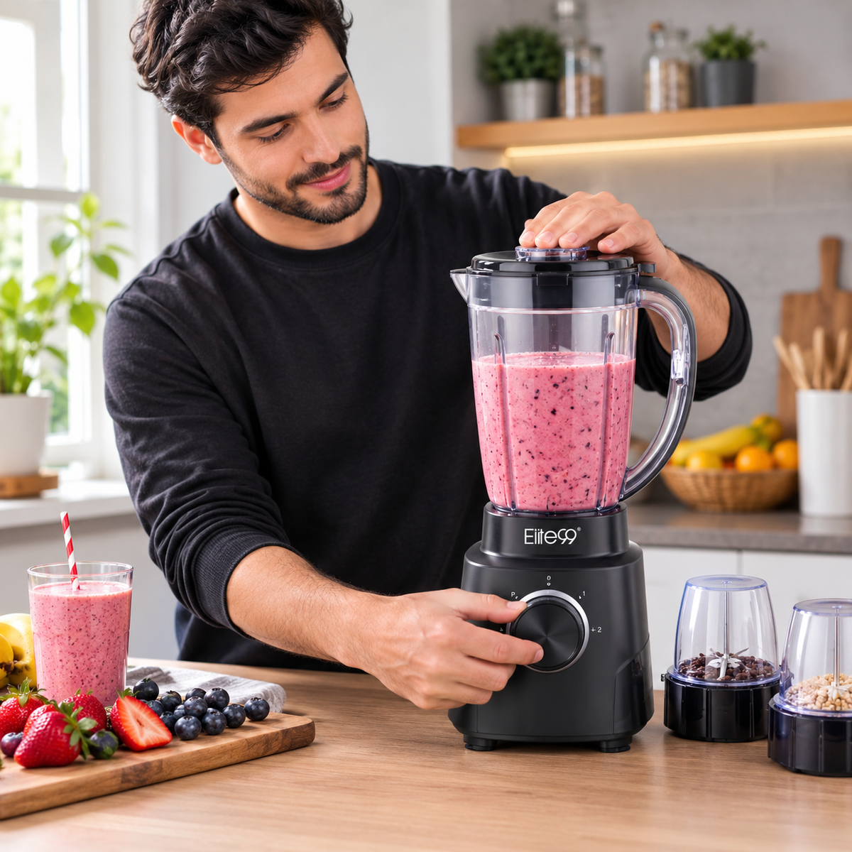 Elite99 – ELT-2410 – Blender Multifonction 3-en-1 - Puissance 550W