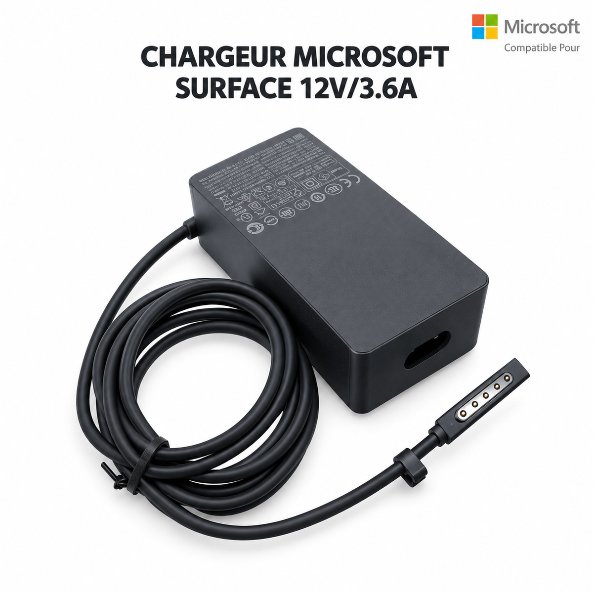Chargeur Laptop Microsoft Surface Original – 43W - 12V – 3.6A - Connecteur Magnétique Surface - État Neuf