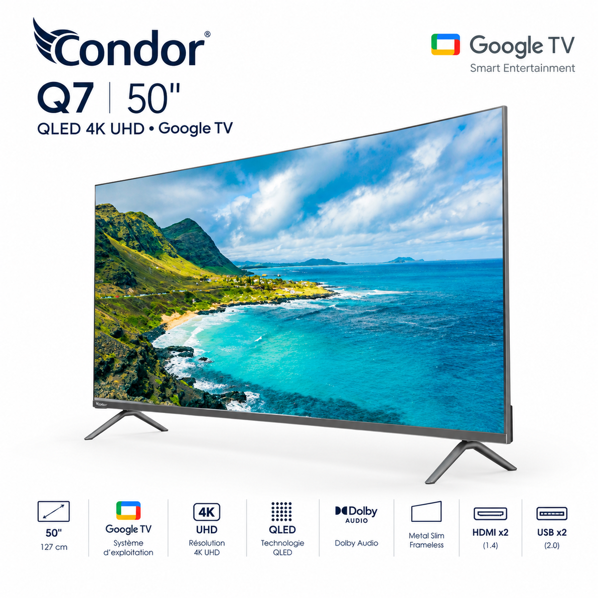 TV CONDOR Q7 50″ QLED Google TV 4K UHD 50UQ700