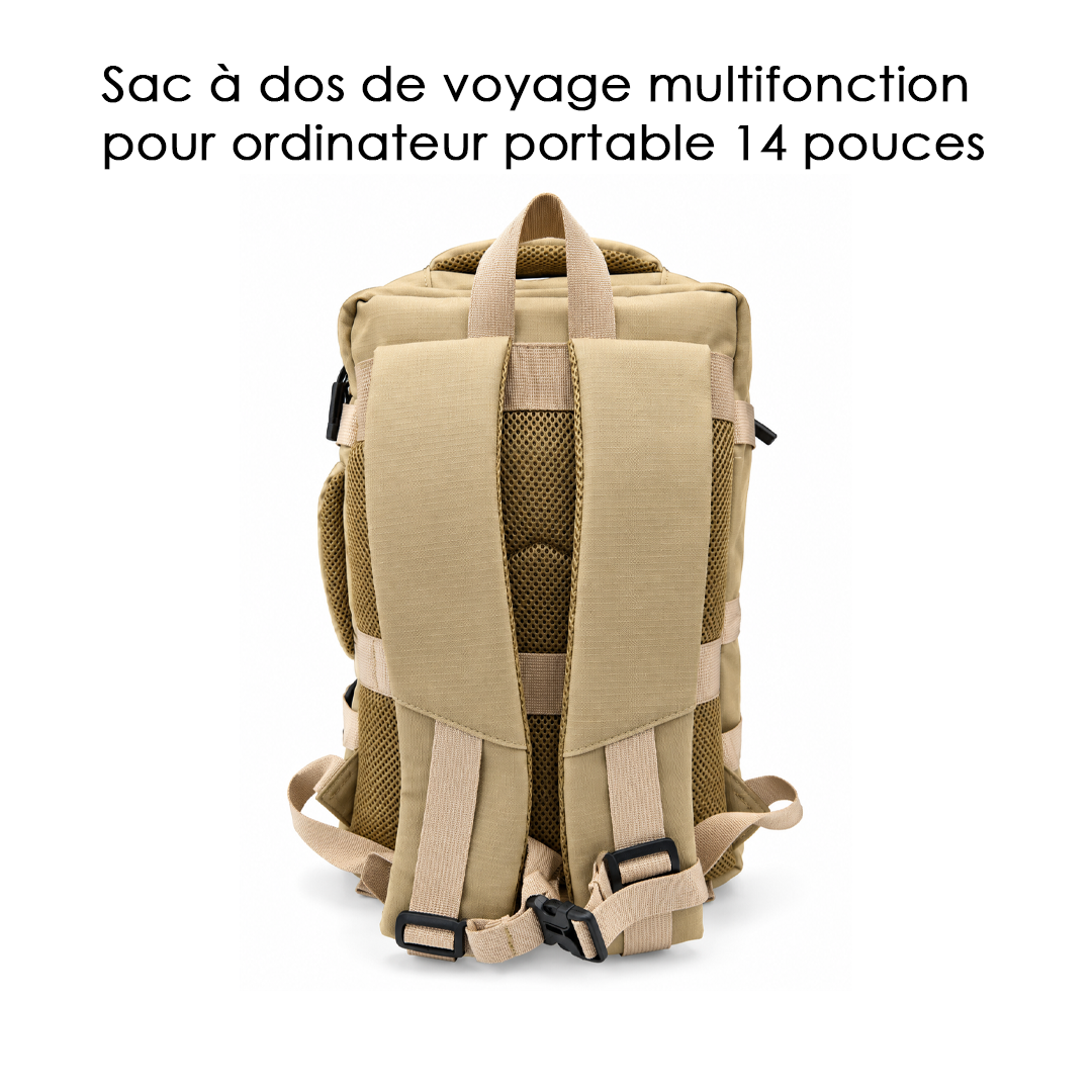 Sac à Dos de Voyage Multifonction PC 14" Beige - Réf S601