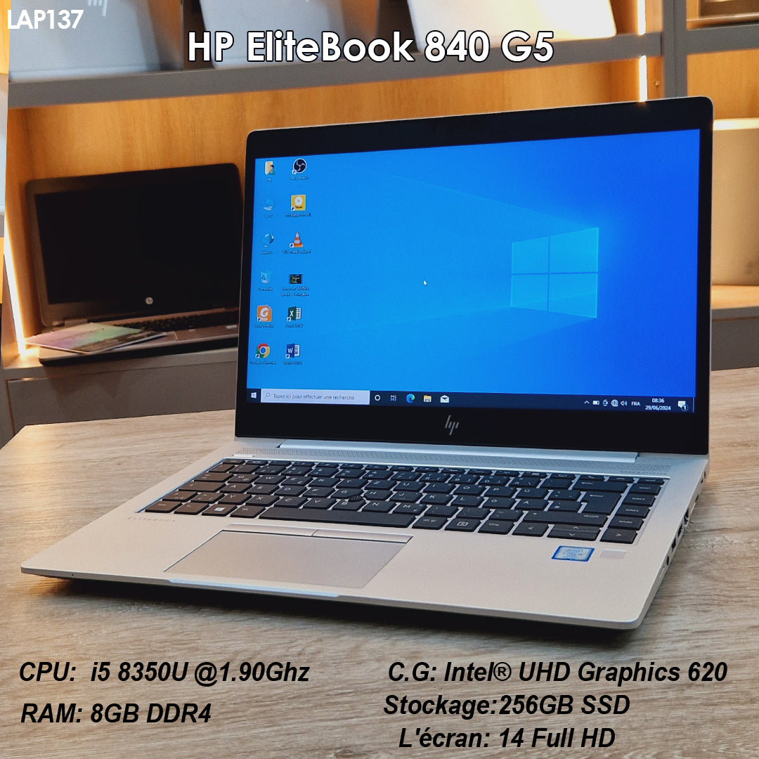 HP EliteBook 840 G6 – Intel® Core™ i5-8365U| RAM 8GB/16GB | SSD 256GB/512GB | Écran 14″ Full HD | Utilisé – Excellent État