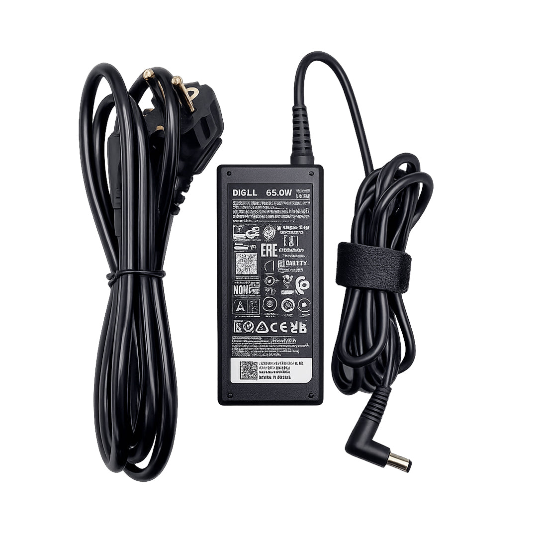 Chargeur Laptop Dell Original 65W 19.5V 3.34A – Fiche Pin avec Câble Trèfle en Excellent État