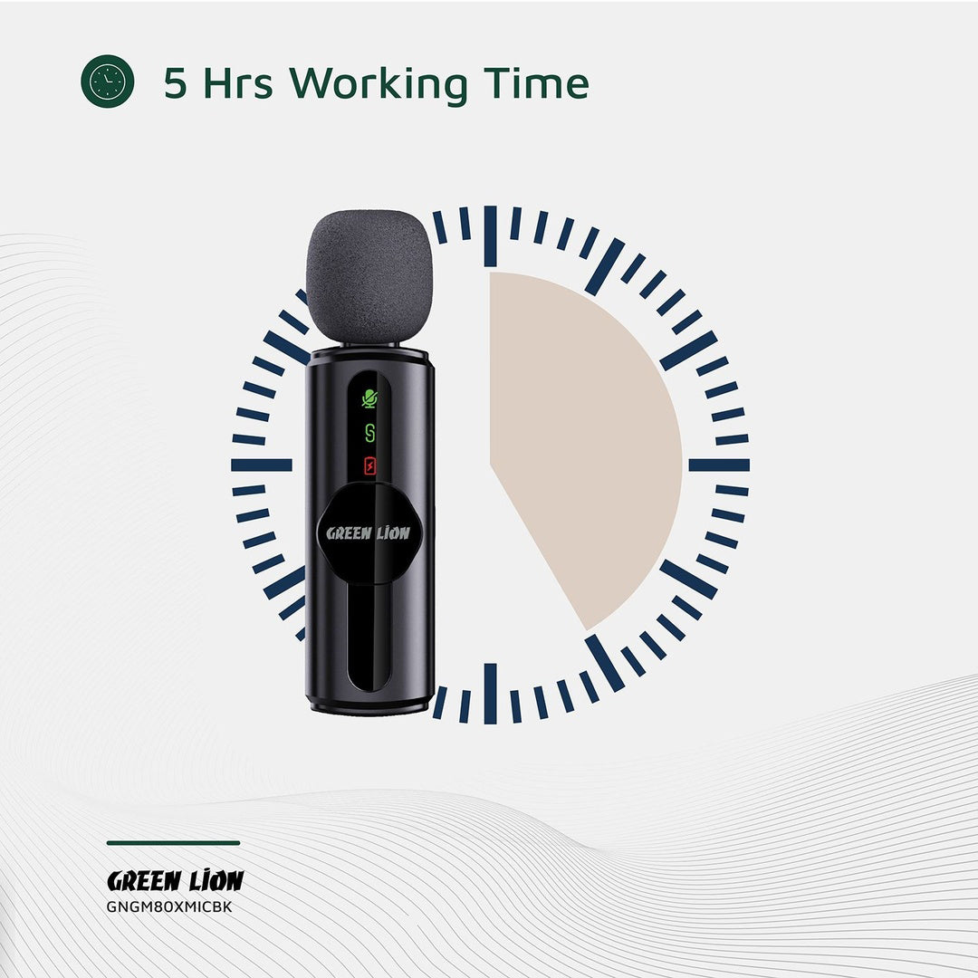 Green Lion GM-80X – Microphone sans fil 3-en-1 à réduction de bruit Noir