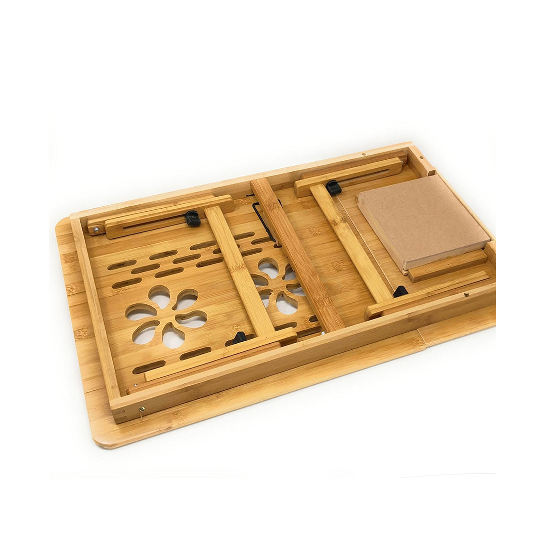 Table Laptop Bamboo BM60 Pliante – Refroidissement USB – Bois de Bambou