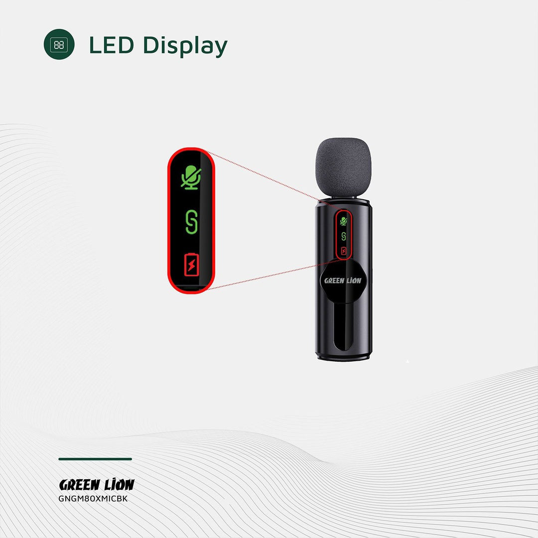 Green Lion GM-80X – Microphone sans fil 3-en-1 à réduction de bruit Noir