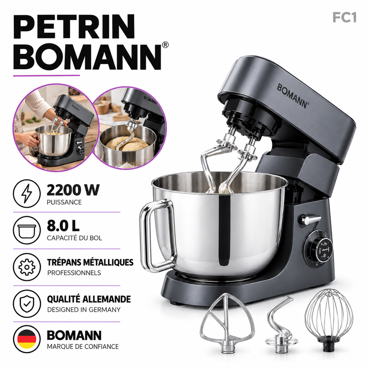BOMANN - FC2 - Petrin - Puissance 2200 W (Capacite 8 L)