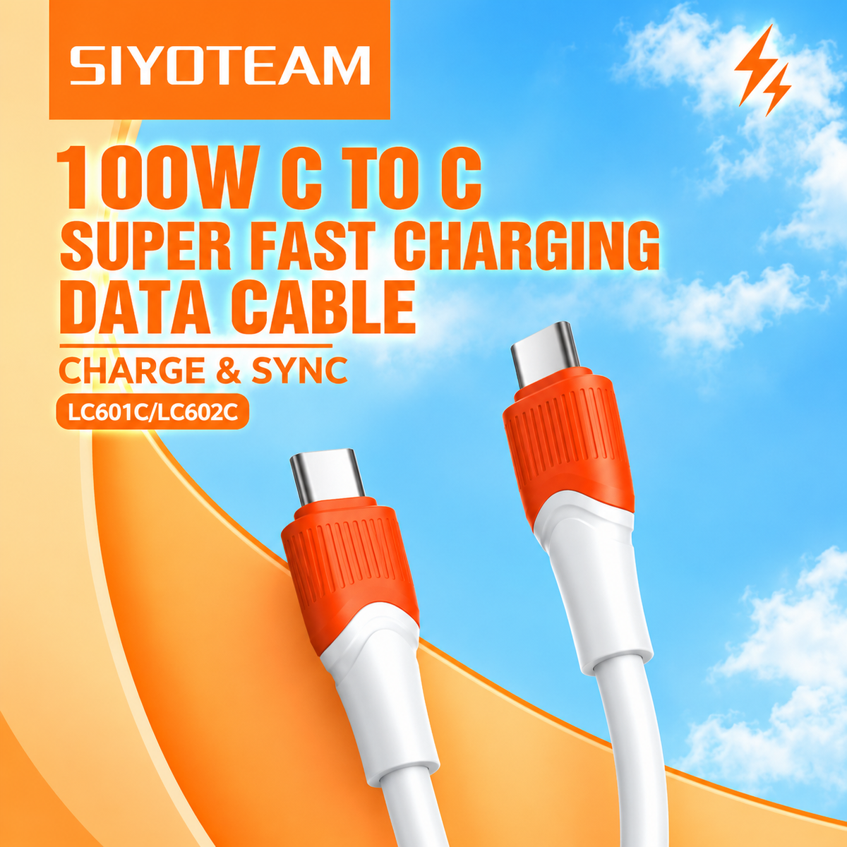 SIYOTEAM LC601C - Cable USB-C vers USB-C 100W PD 48Gbps Thunderbolt