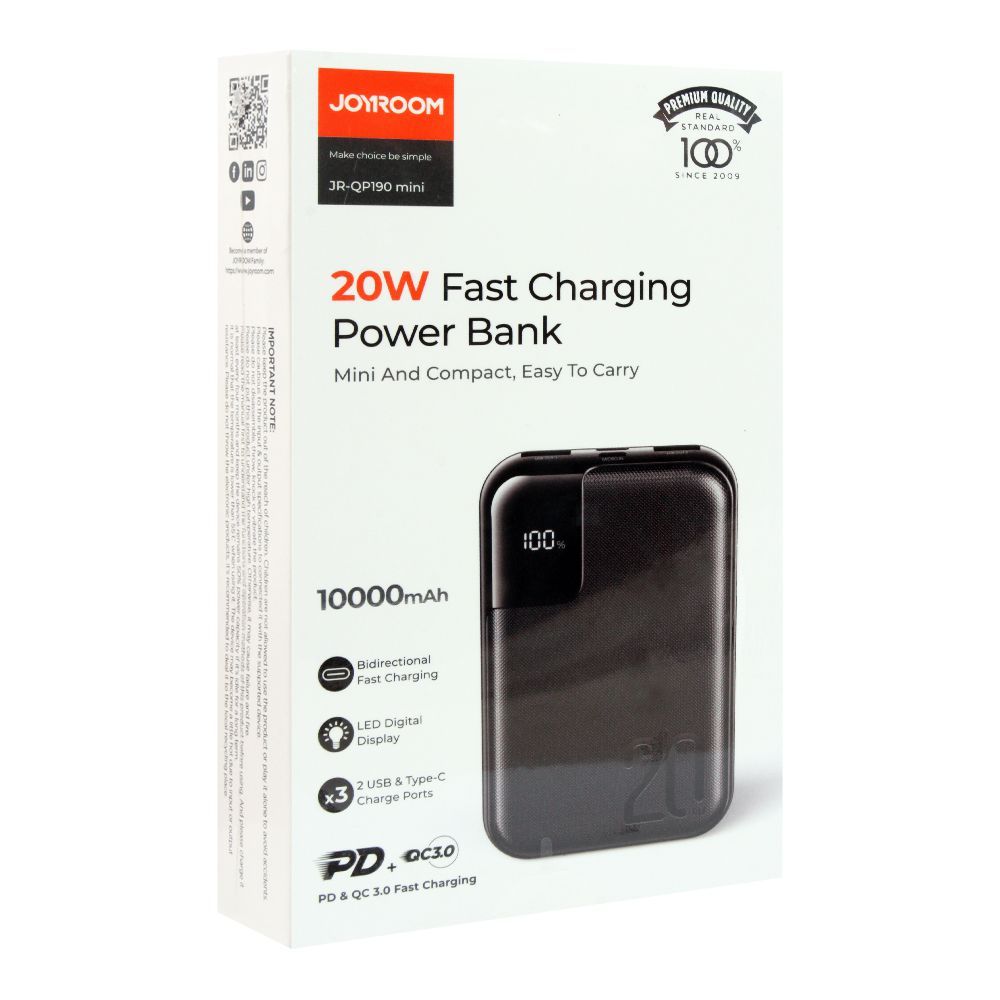 Power Bank JOYROOM JR-QP190 Mini 10000mAh 20W PD/QC 3.0