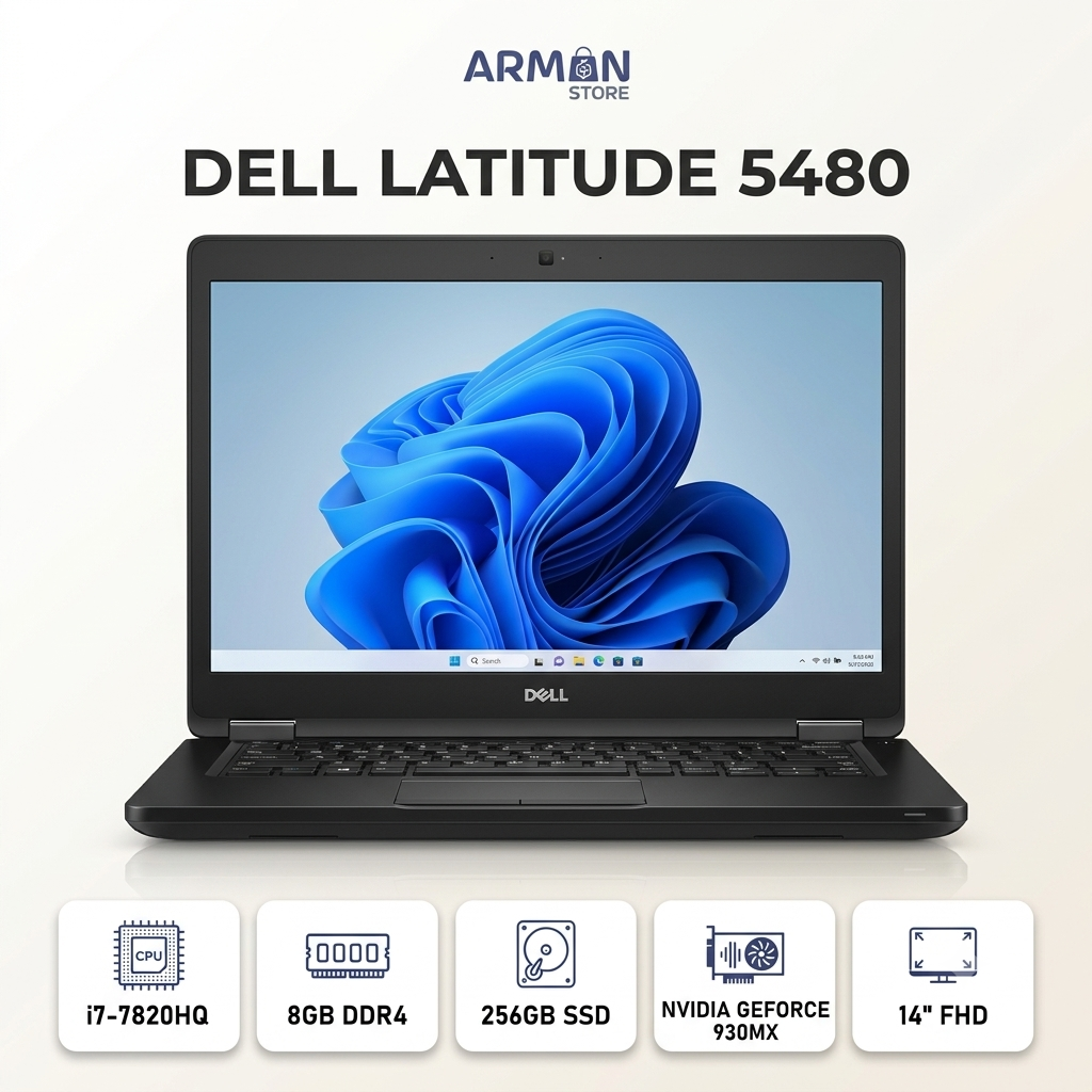 Dell Latitude 5480 – Intel® Core™ i7-7820HQ / RAM 8GB / SSD 256GB / Écran 14″ Full HD
