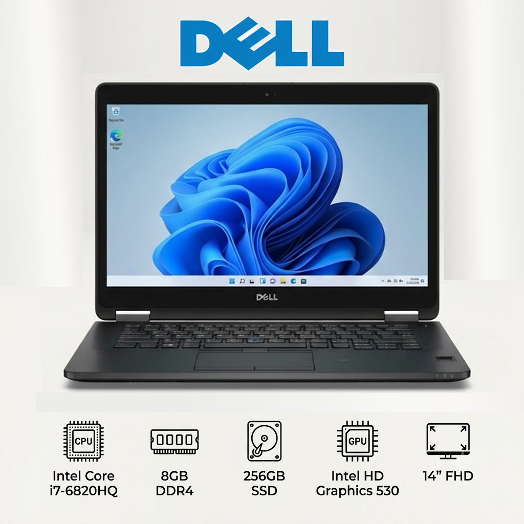 Dell Latitude 5470 – Intel® Core™ i7-6820HQ / RAM 8GB / SSD 256GB / Écran 14″ Full HD
