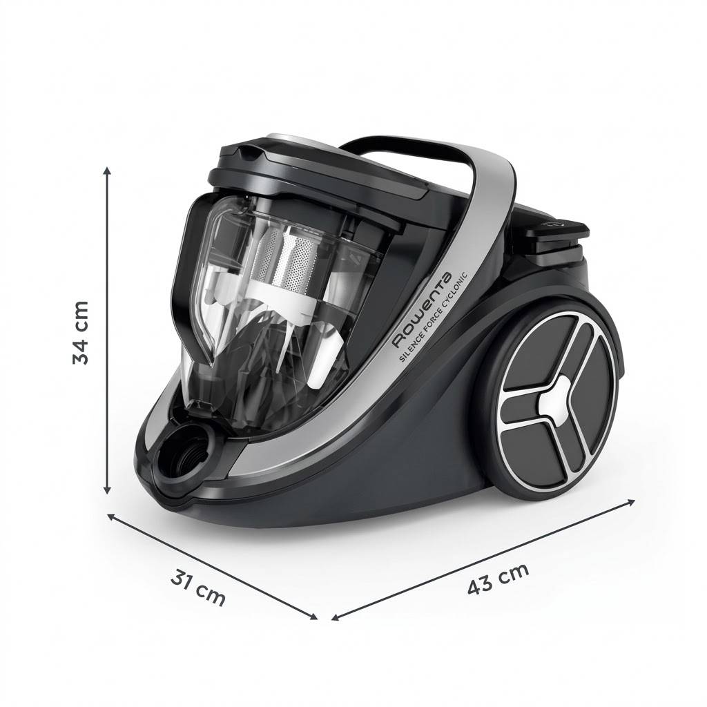 Aspirateur Sans Sac Ultra Silencieux 59dB 500W 2.5L Silence Force Cyclonic Effitech Rowenta RO7936EA