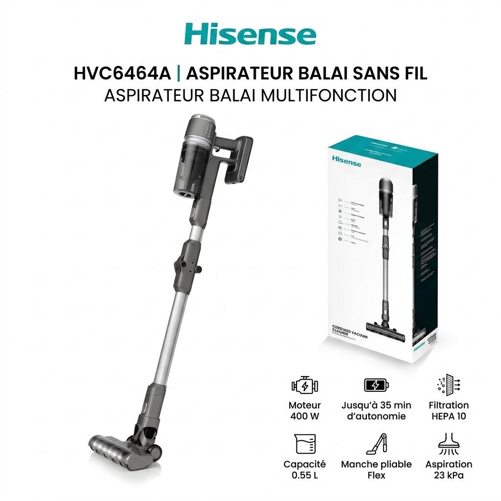 ASPIRATEUR BALAI SANS FIL 400W/GRIS HISENSE HVC6464A