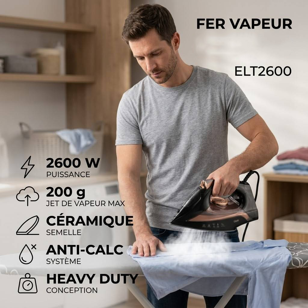 Elite99 – ELT-2600 – Fer a Repasser Vapeur - Puissance 2600 W