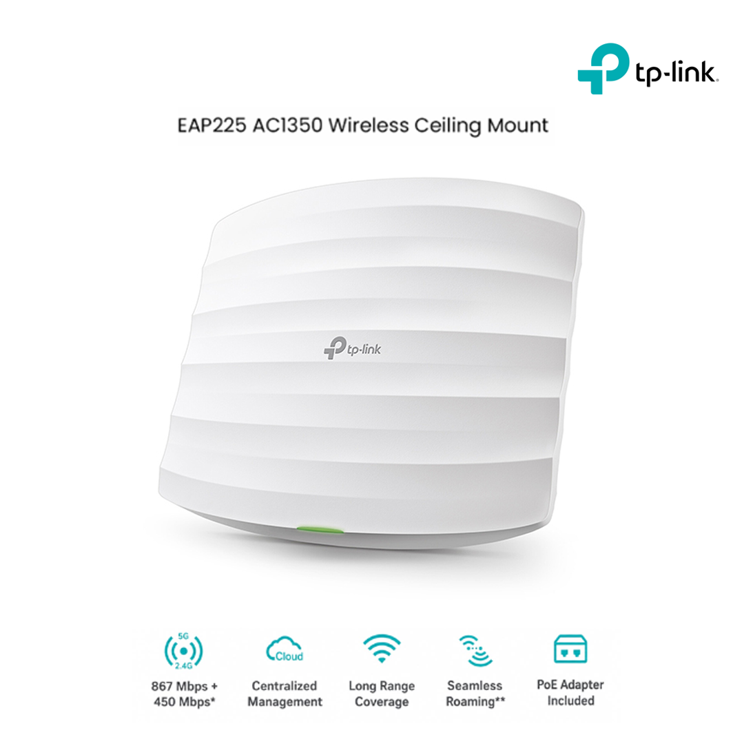 Point d'Accès Wi-Fi Gigabit Ceiling Mount TP-Link Omada EAP225 (AC1350)