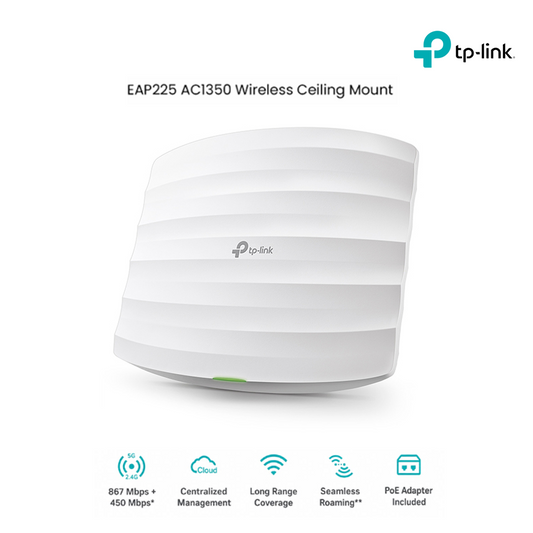 Point d'Accès Wi-Fi Gigabit Ceiling Mount TP-Link Omada EAP225 (AC1350)