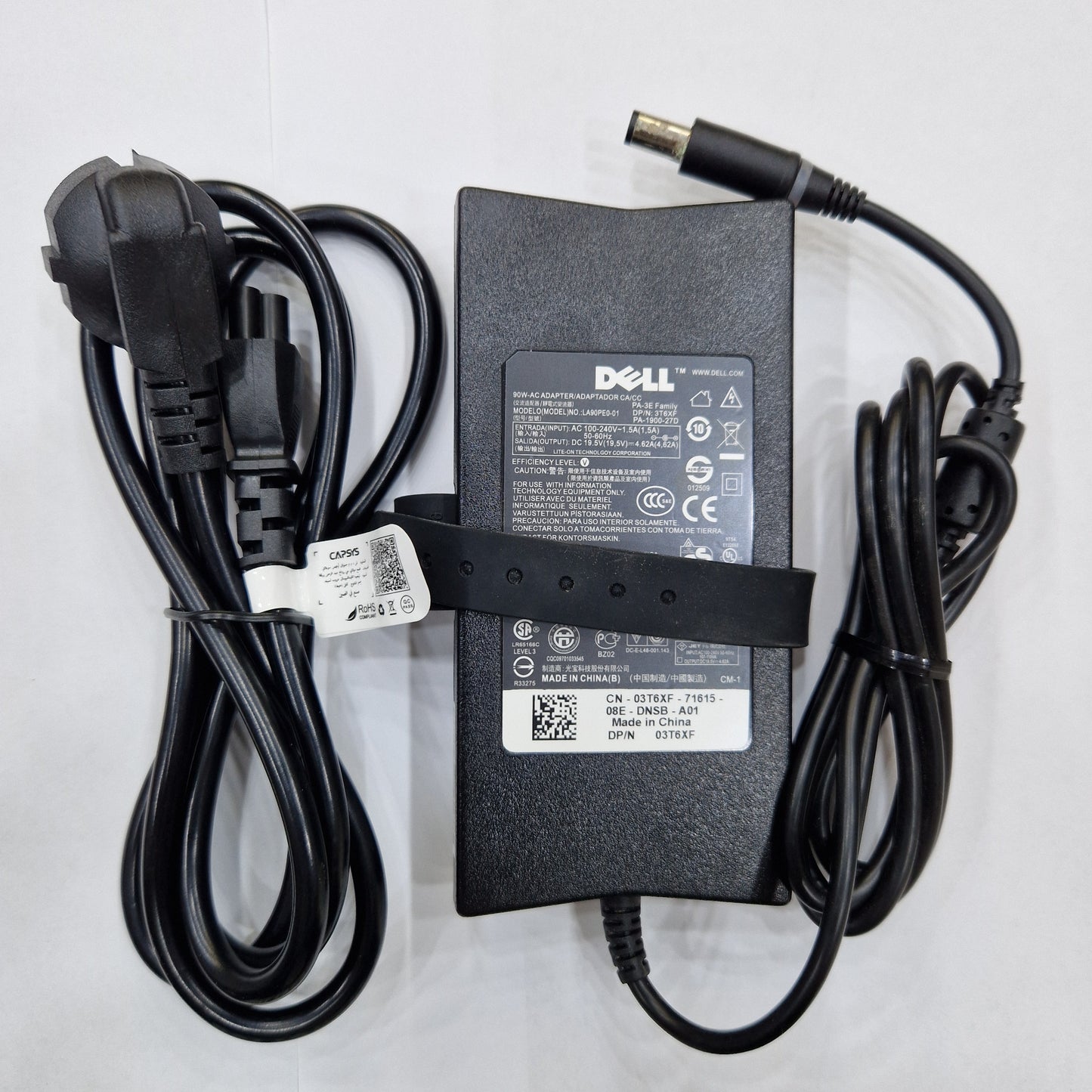 Chargeur Laptop Dell Original 90W 19.5V 4.62A – Fiche Noir avec Câble Trèfle État Neuf