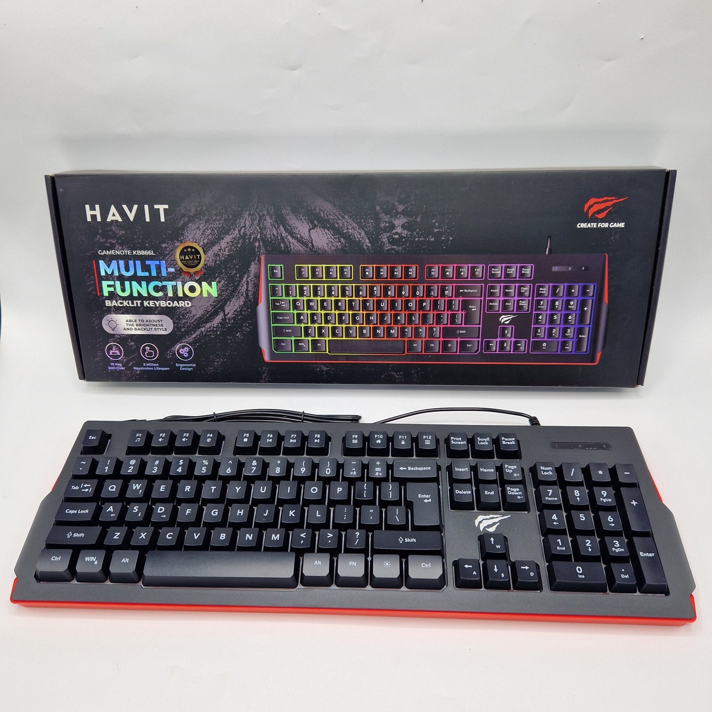 HAVIT KBB66L Clavier Multifonction Rétroéclairé – Gaming RGB