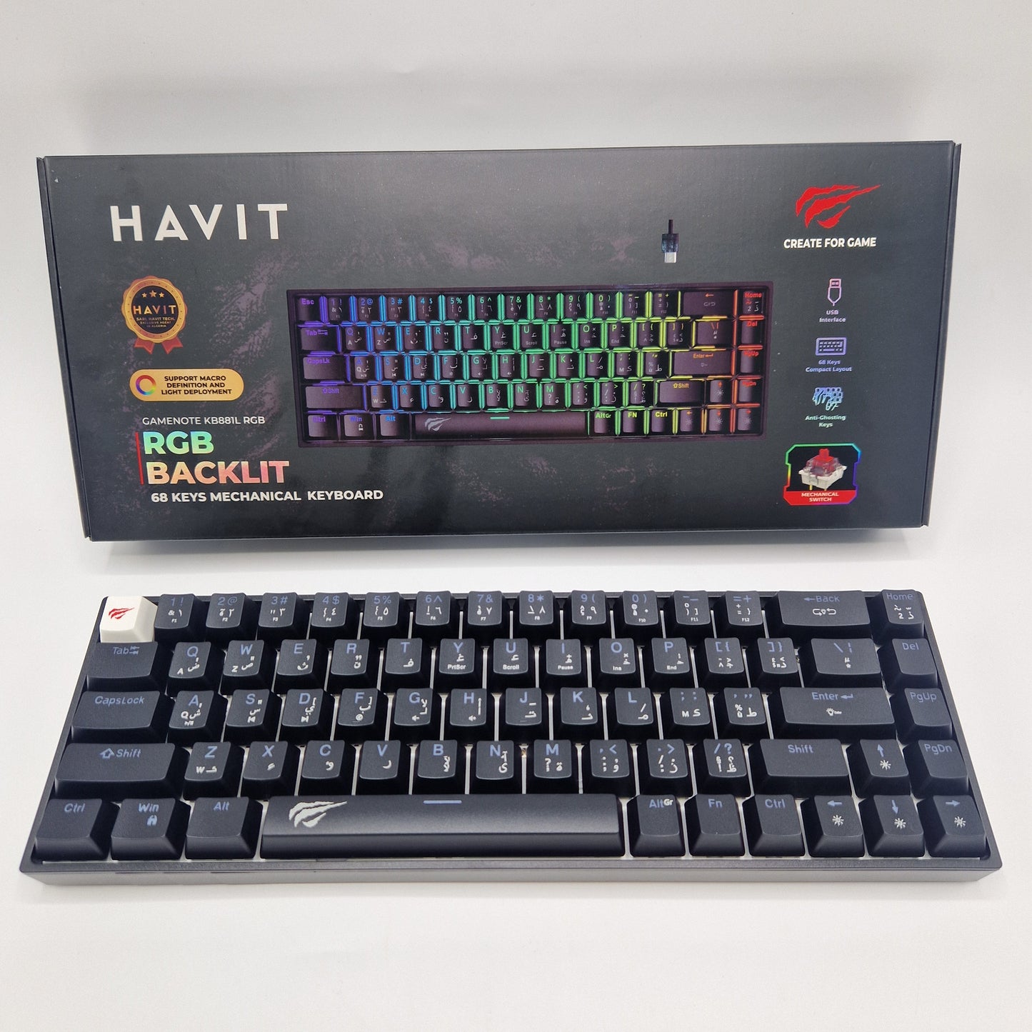Clavier Gaming Mécanique Compact HAVIT – 68 Touches RGB Backlit