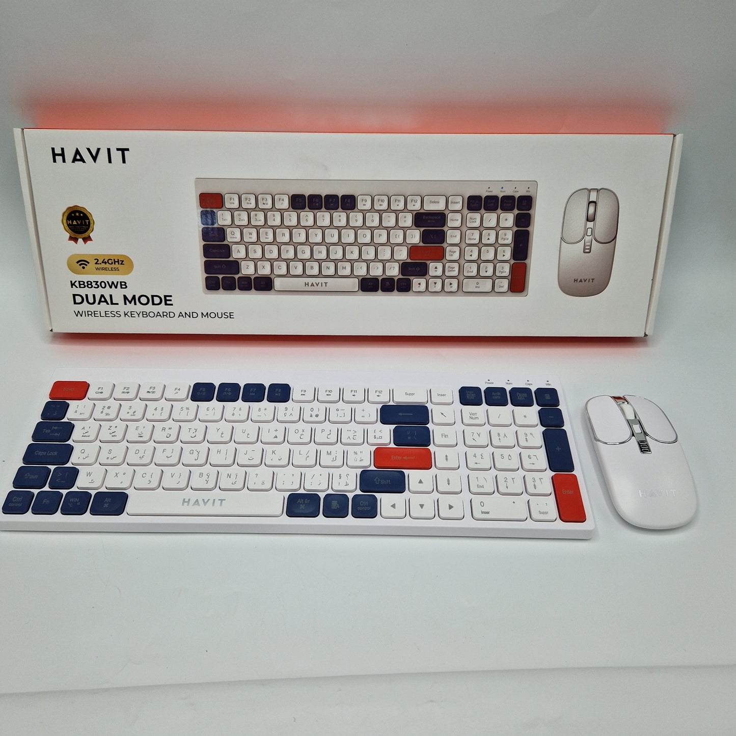 HAVIT KB830WB Kit Clavier Souris Wireless Double Mode – 2,4 GHz