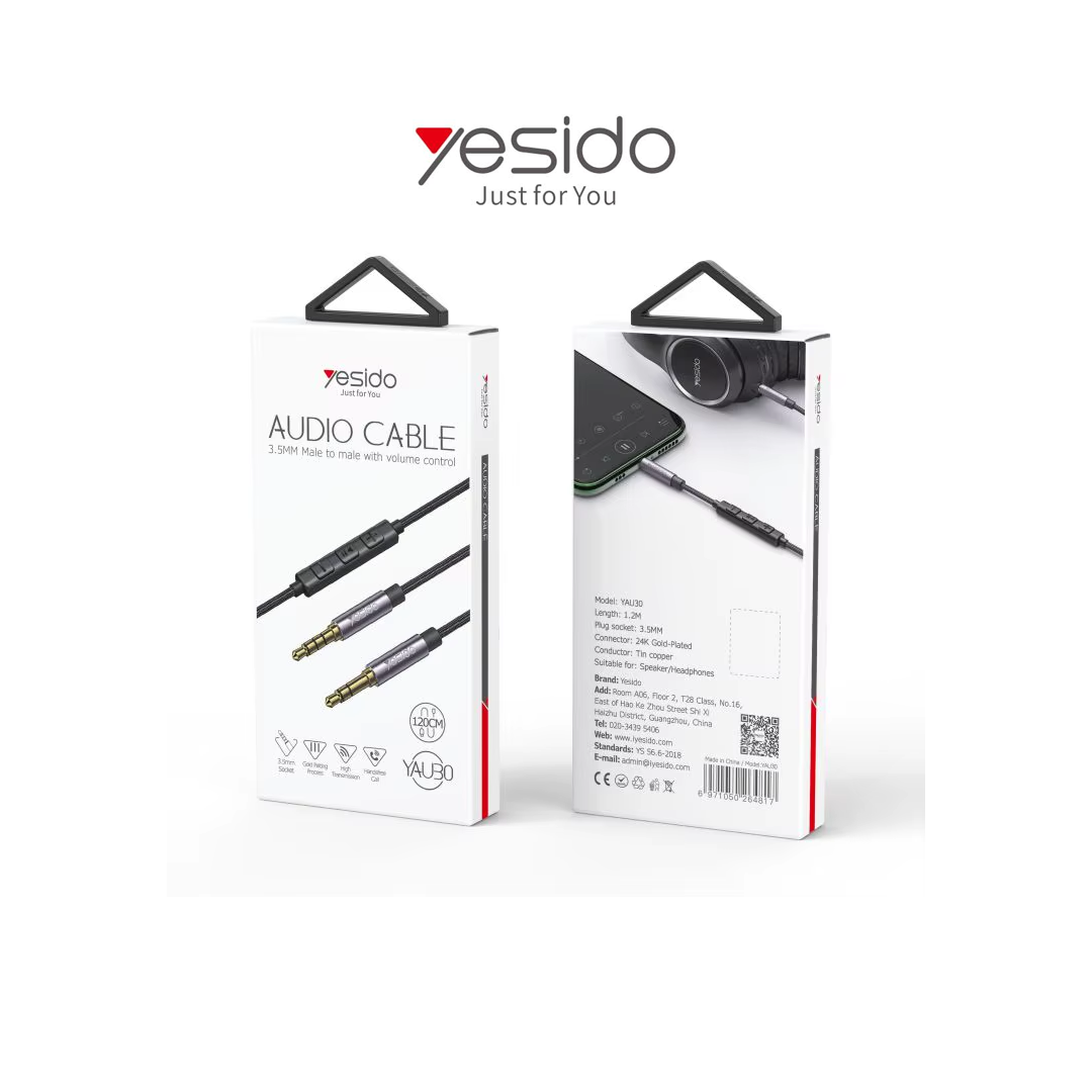 Cable AUX Jack 3.5mm avec Contrôle Volume Yesido YAU30
