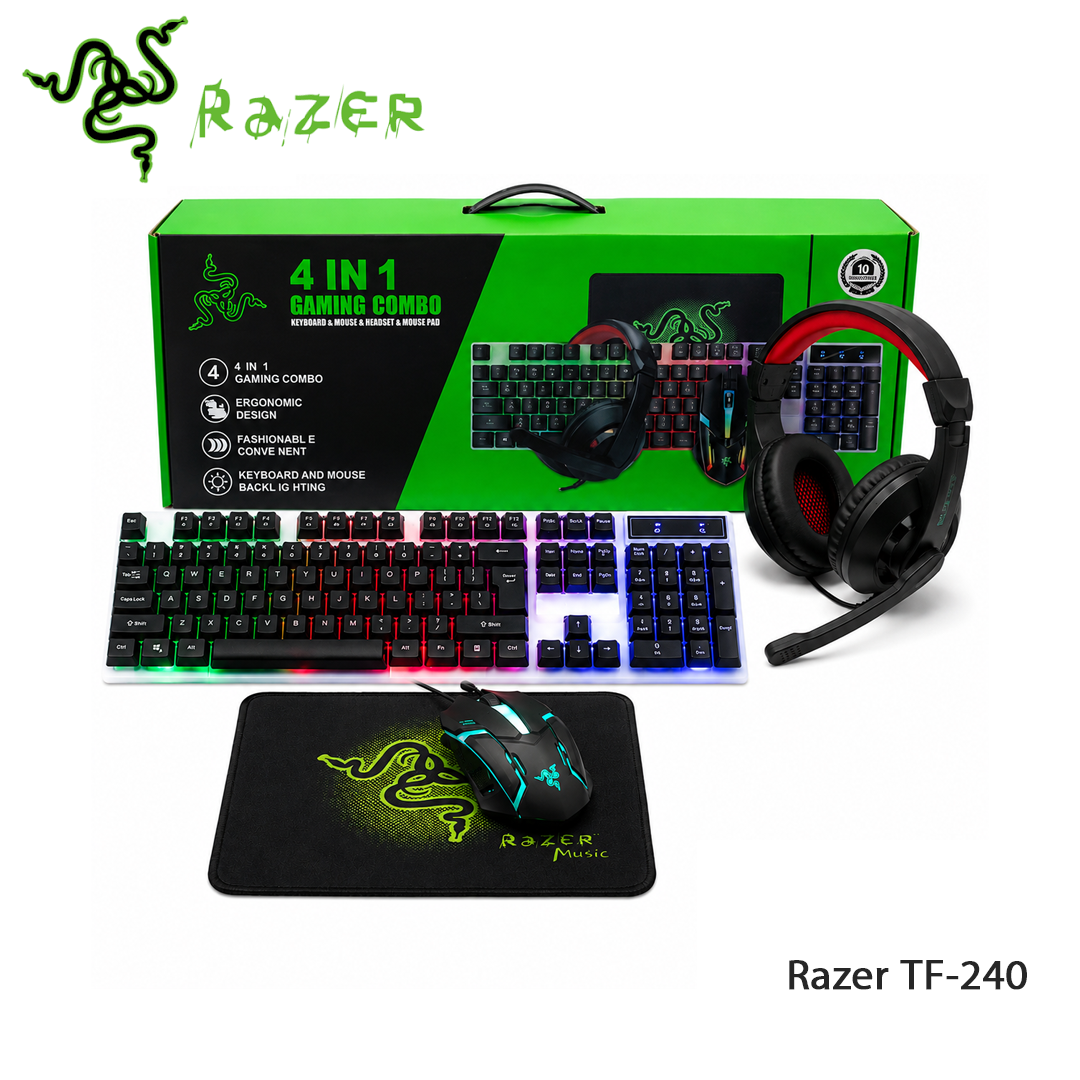 Pack Gaming 4 en 1 TF-240 - Clavier Rétroéclairé, Souris RGB, Casque & Tapis