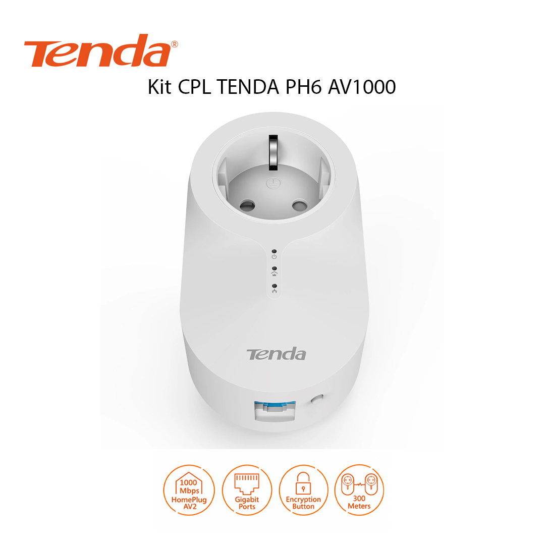 Kit CPL Gigabit AV1000 avec Prise Pass-Through TENDA PH6