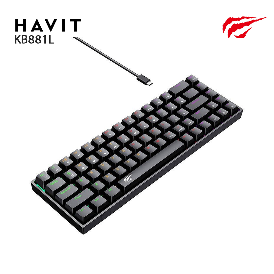 Clavier gaming mécanique compact HAVIT – 68 touches, rétroéclairage RVB