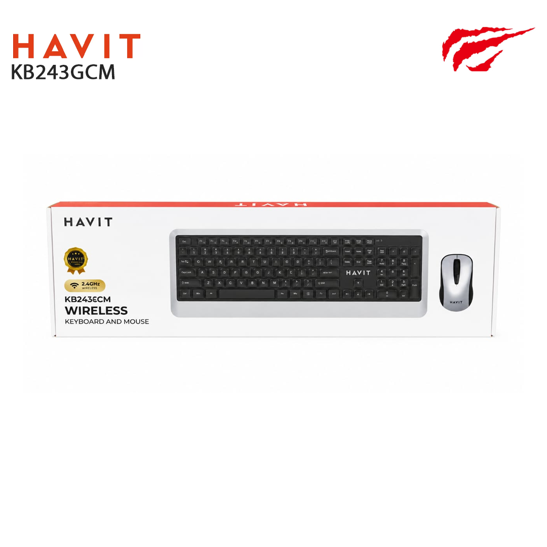 Pack Clavier et Souris Sans Fil HAVIT KB243GCM - 2.4GHz