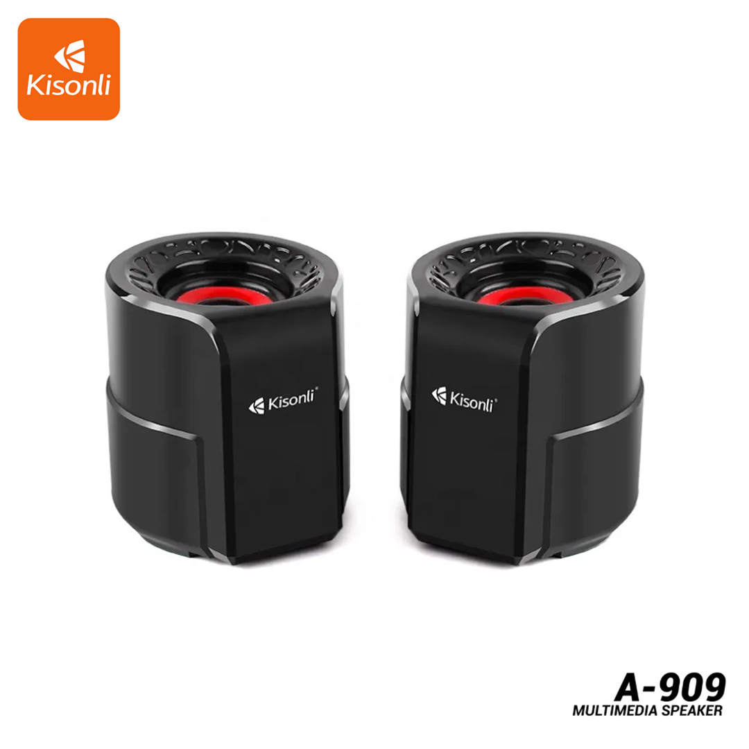 Haut-Parleurs PC Kisonli A-909 USB 2.0 - Son Stéréo pour PC Portable & Bureau