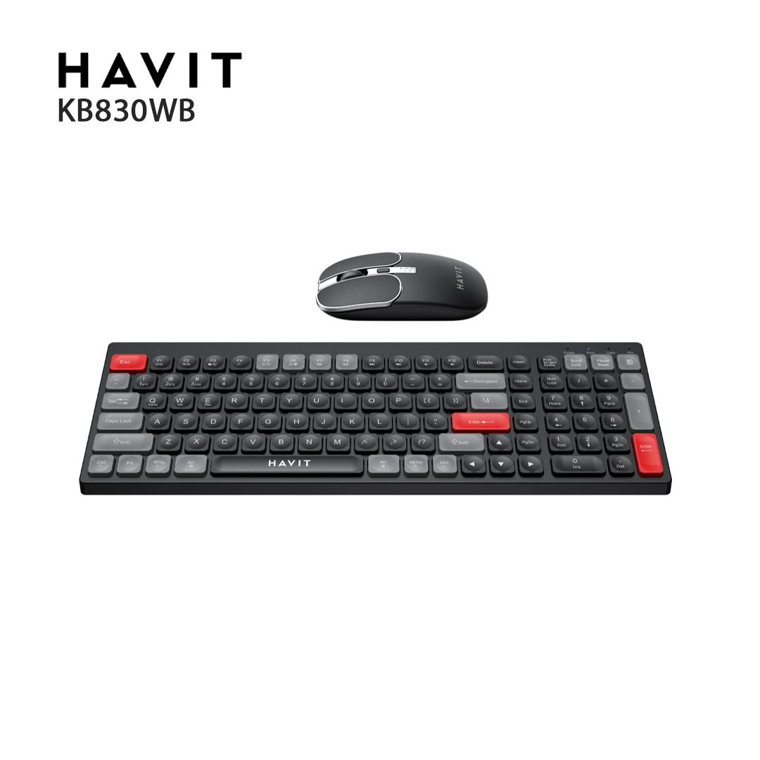 Kit Clavier et Souris Sans Fil Havit KB830WB - Dual Mode 2.4GHz